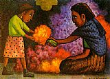 Diego Rivera Canvas Paintings - Mother's Helper